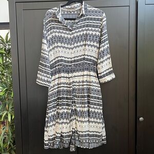 Jigsaw Silk Dress Button Front Abstract Pattern Size 6
